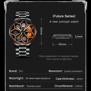 Alternative view of Lambo Urus Original 3D car rim hub 360° rotate wheel watch