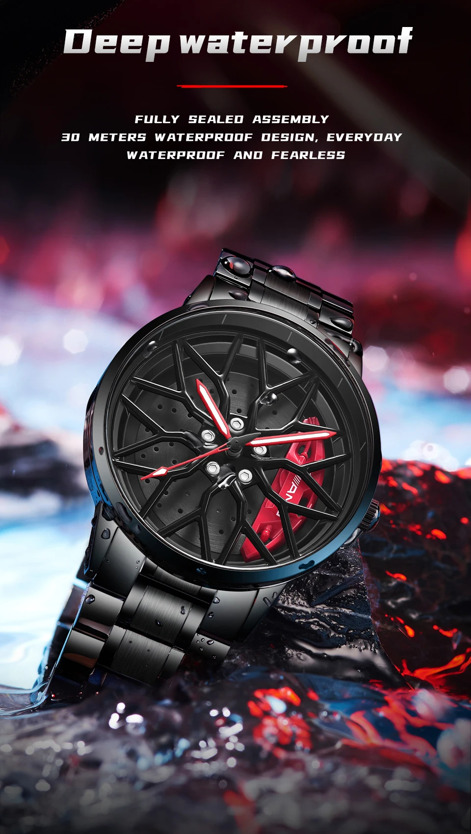 AMG Original Wheel Rim Hub Stainless Steel Waterproof watch - Image 2