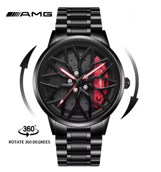 AMG Original Wheel Rim Hub Stainless Steel Waterproof watch