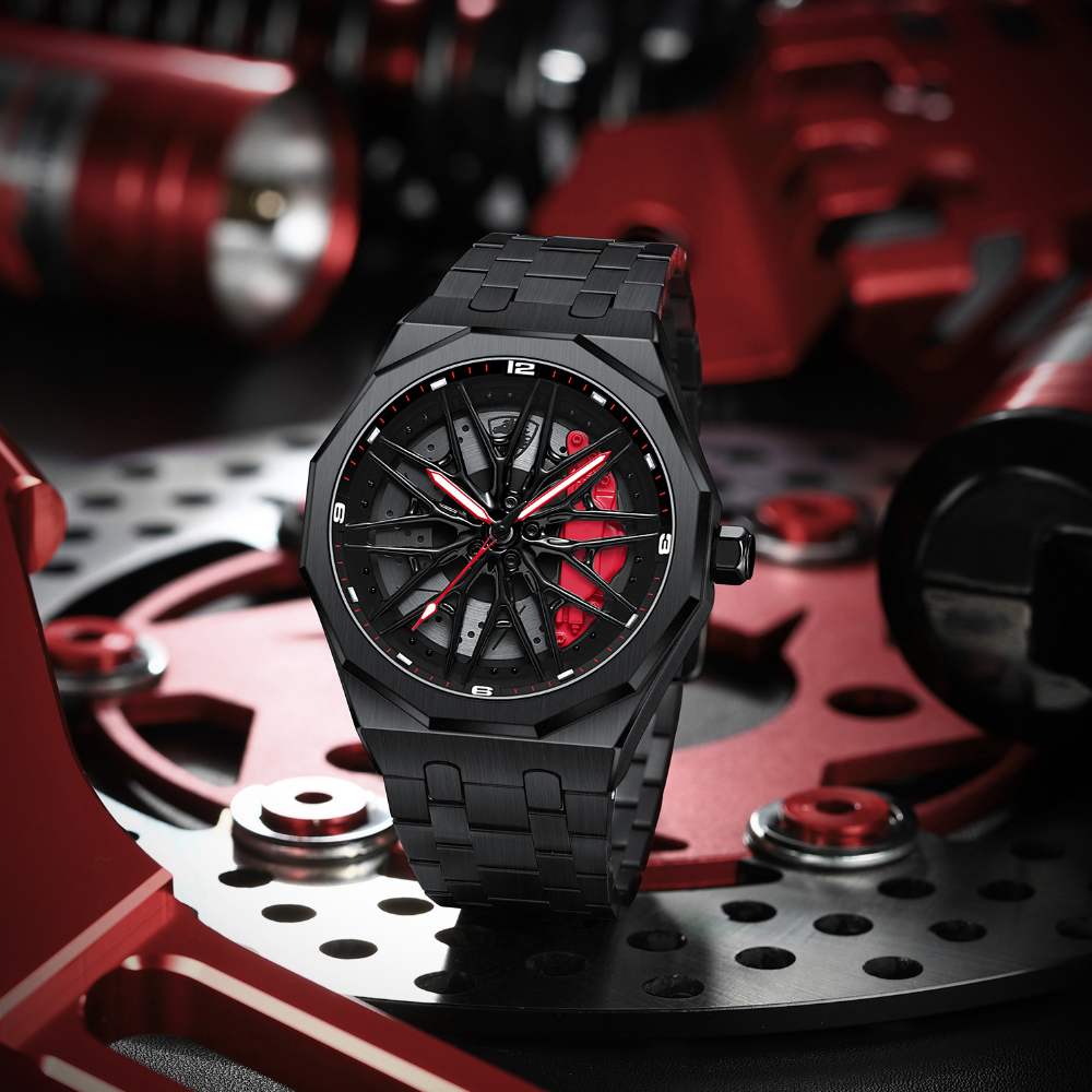 Original 3D Wheel Watch Waterproof Spinning Luxury Quartz Wrist Men Watch Rim Wristwatch Rotate 360 Man's Watches for Porsche