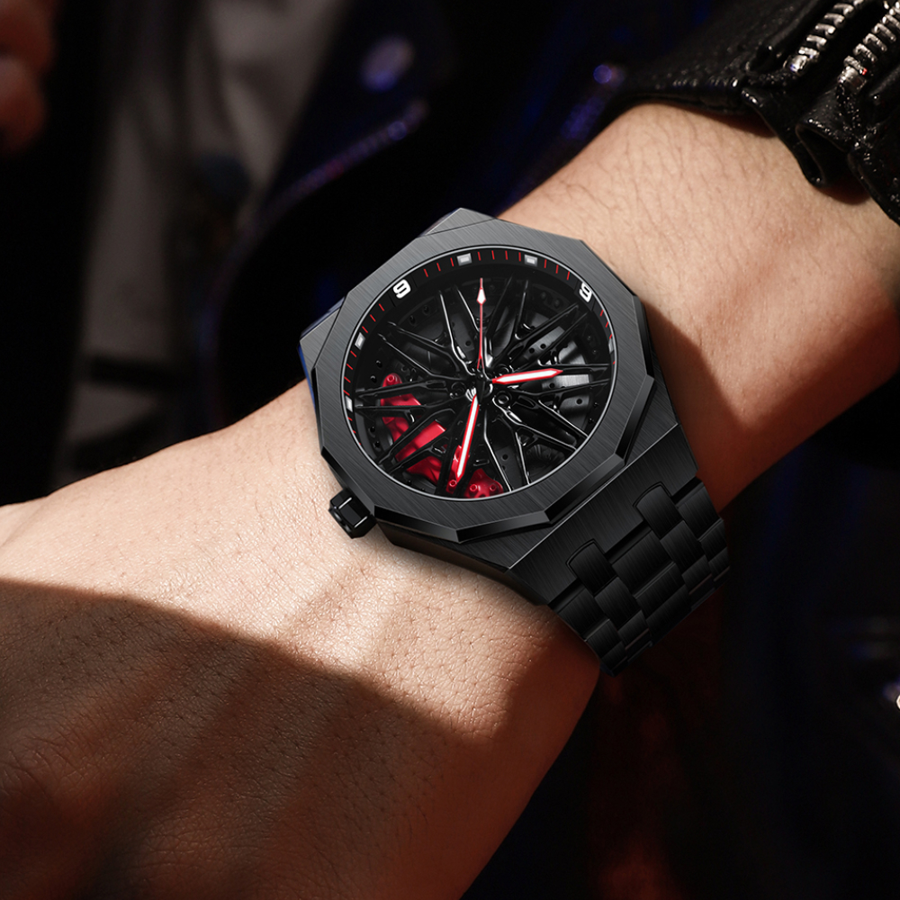 Original 3D Wheel Watch Waterproof Spinning Luxury Quartz Wrist Men Watch Rim Wristwatch Rotate 360 Man's Watches for Porsche - Image 3