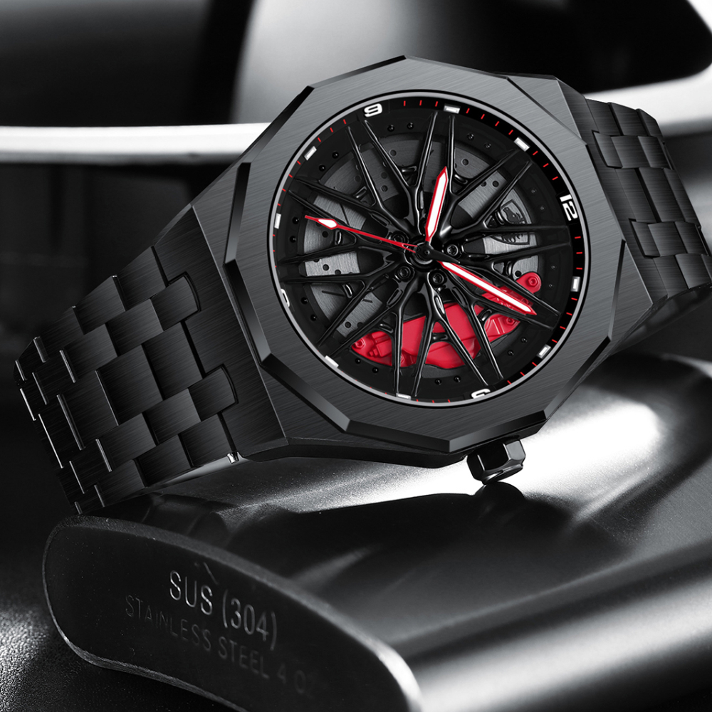 Original 3D Wheel Watch Waterproof Spinning Luxury Quartz Wrist Men Watch Rim Wristwatch Rotate 360 Man's Watches for Porsche - Image 2
